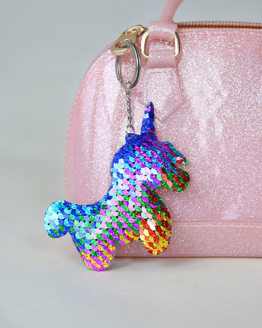 Rainbow Unicorn Keychain - Sequin Keychain -  Rainbow Sequin Keychain - Unicorn Keychain