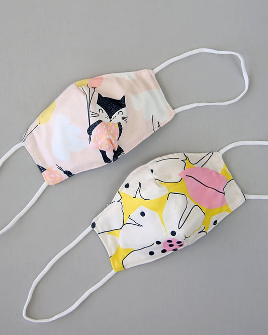Balloon Kitten Face Mask Set -  Face Mask - Dust Face Mask - Glam Face Mask - Balloon Cat and Flower Masks