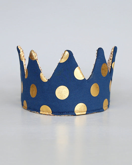 Navy Dress Up Crown - Sequin Crown - Birthday Crown - Navy and Gold Dots Sequin Crown - Navy and Gold Crown - Fits all