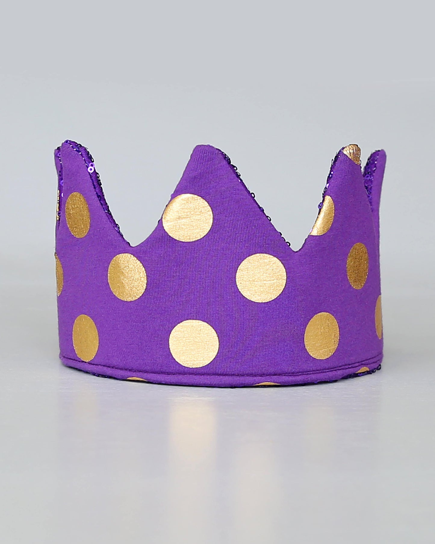 Purple Dress Up Crown - Sequin Crown - Birthday Crown - Purple and Gold Dots Sequin Crown - Purple and Gold Crown - Fits all