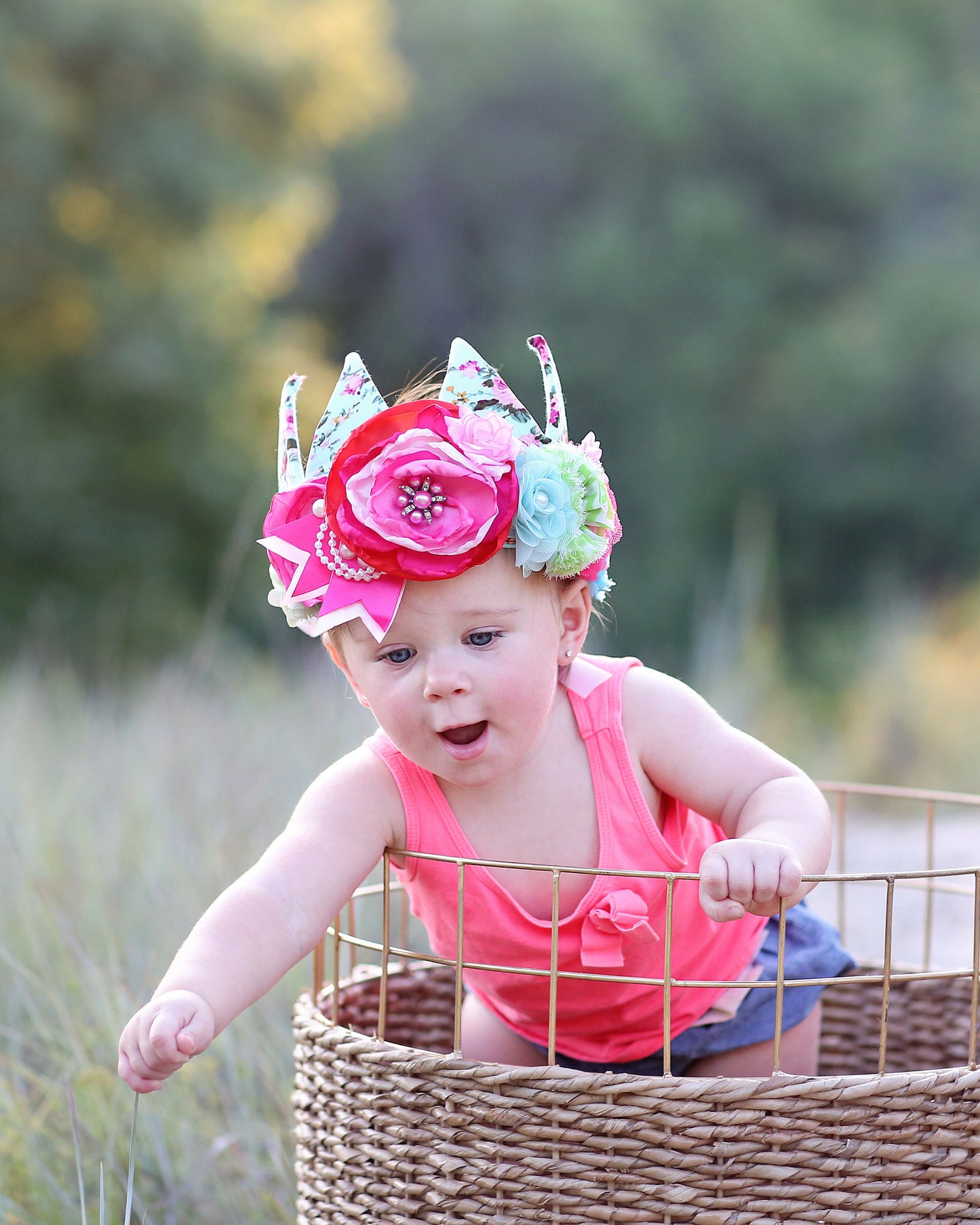 Flower Rainbow Dress Up Crown - Birthday Crown - Flower Birthday Crown -Rainbow Sequin Flower Crown - Fits all - Flower Crown