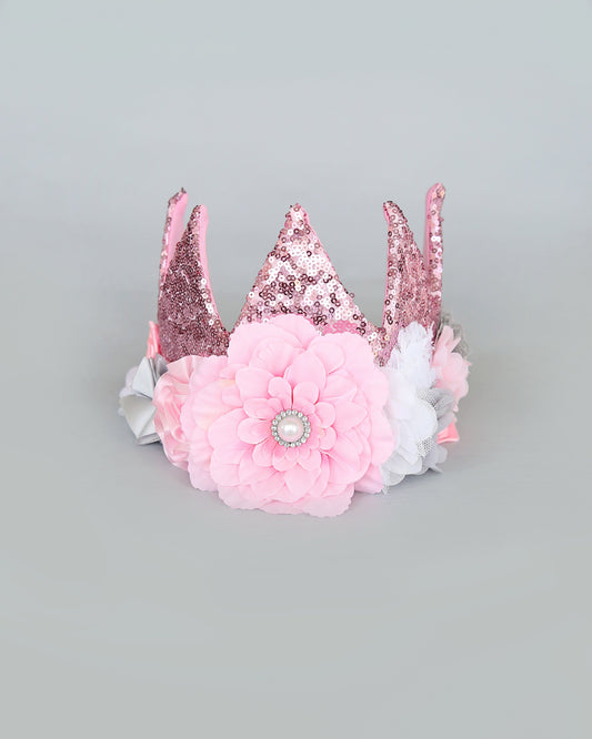 Flower Rainbow Dress Up Crown - Birthday Crown - Flower Birthday Crown - Pink Sequin Flower Crown - Fits all - Flower Crown