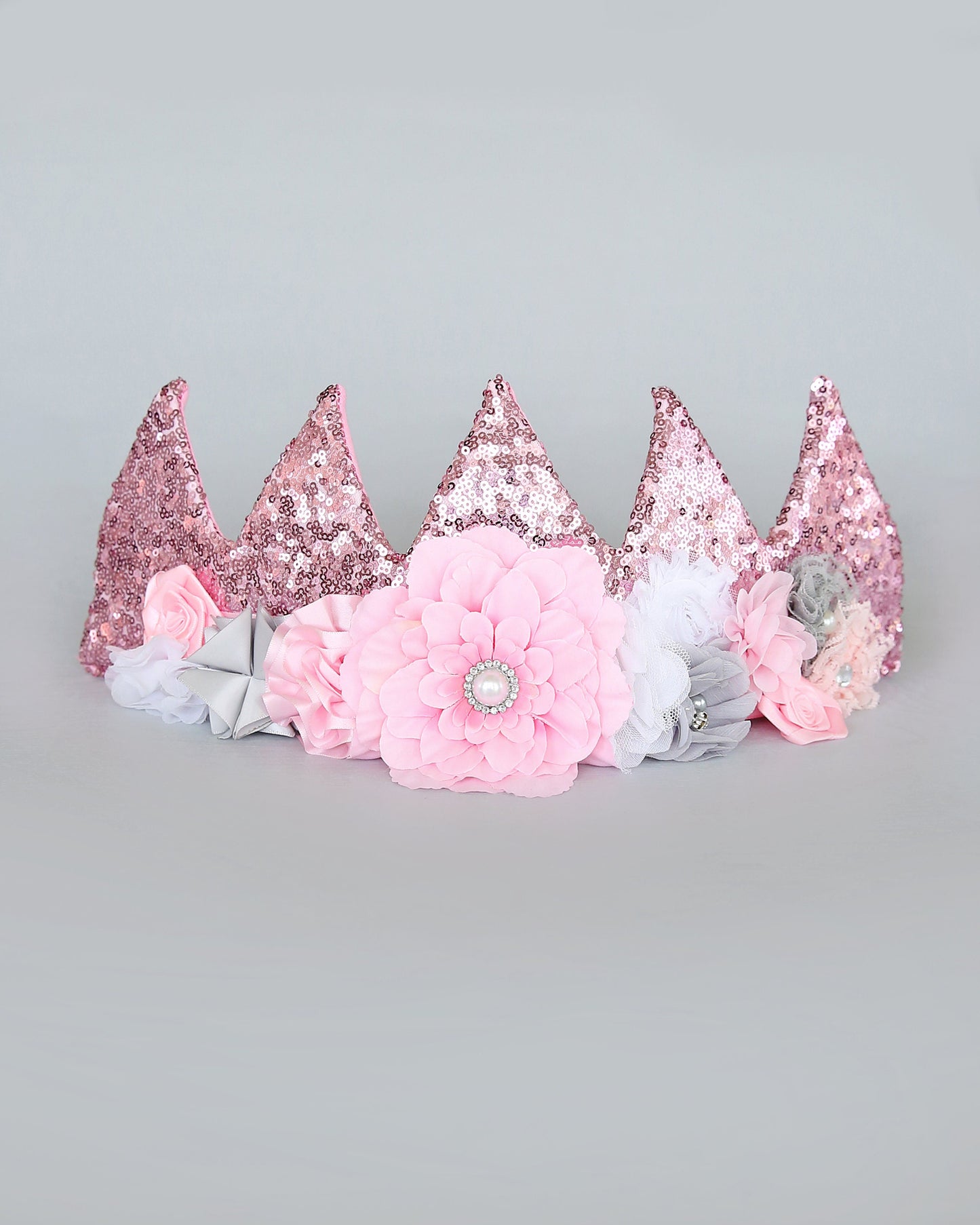 Flower Rainbow Dress Up Crown - Birthday Crown - Flower Birthday Crown - Pink Sequin Flower Crown - Fits all - Flower Crown