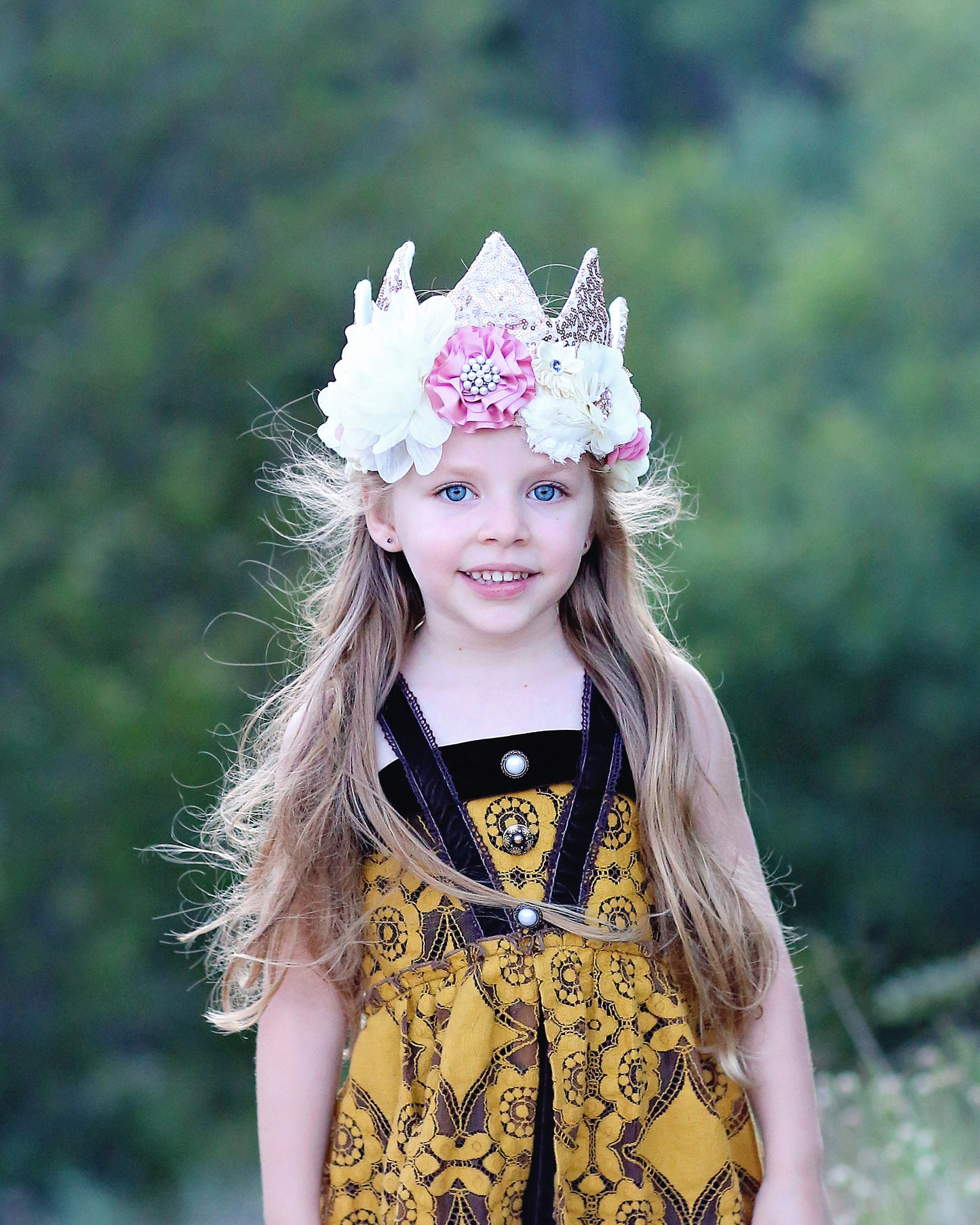 Flower Rainbow Dress Up Crown - Birthday Crown - Flower Birthday Crown - Pink and Gold Sequin Flower Crown - Fits all - Flower Crown