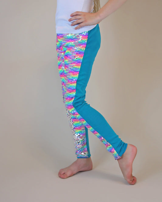 Flip Sequin Leggings in Neon Rainbow