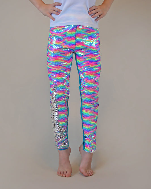 Flip Sequin Leggings in Neon Rainbow