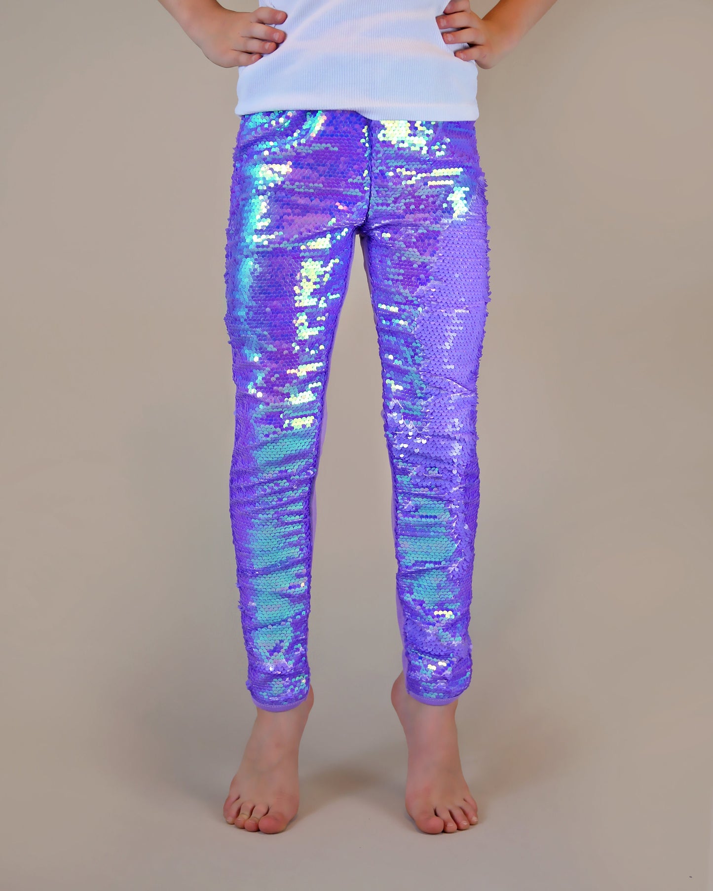 Flip Sequin Leggings in Lavender