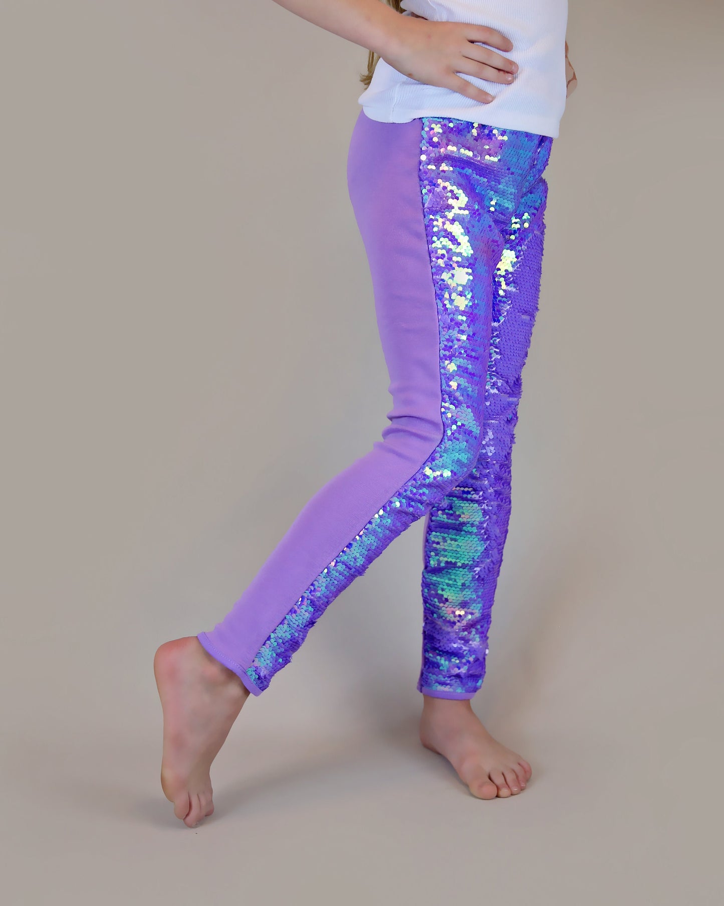 Flip Sequin Leggings in Lavender