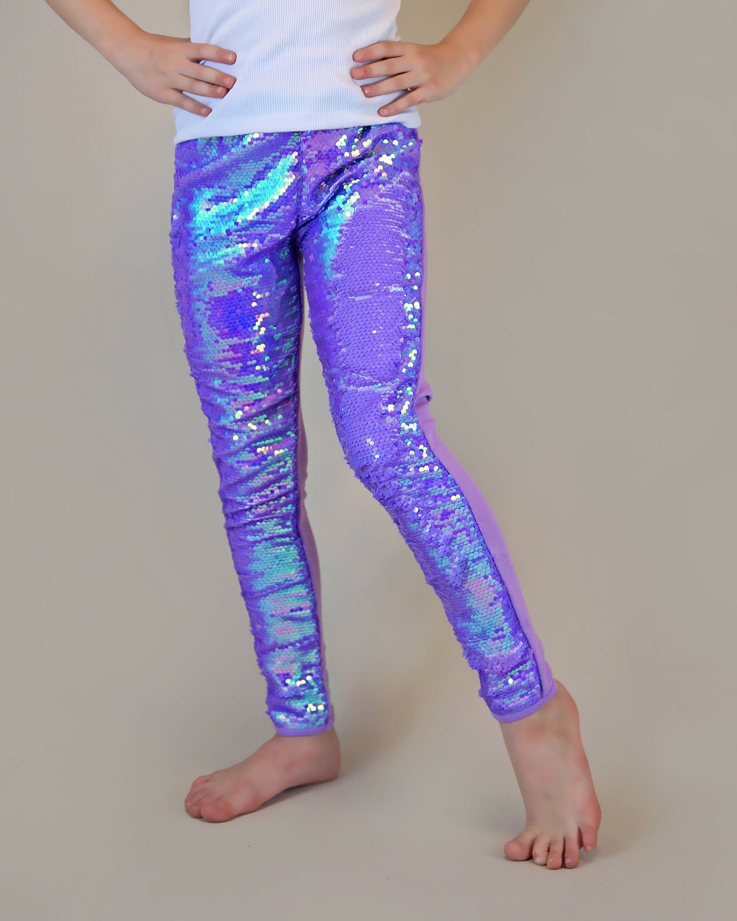 Flip Sequin Leggings in Lavender