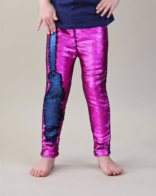 Flip Sequin Leggings in Hot Pink and Navy