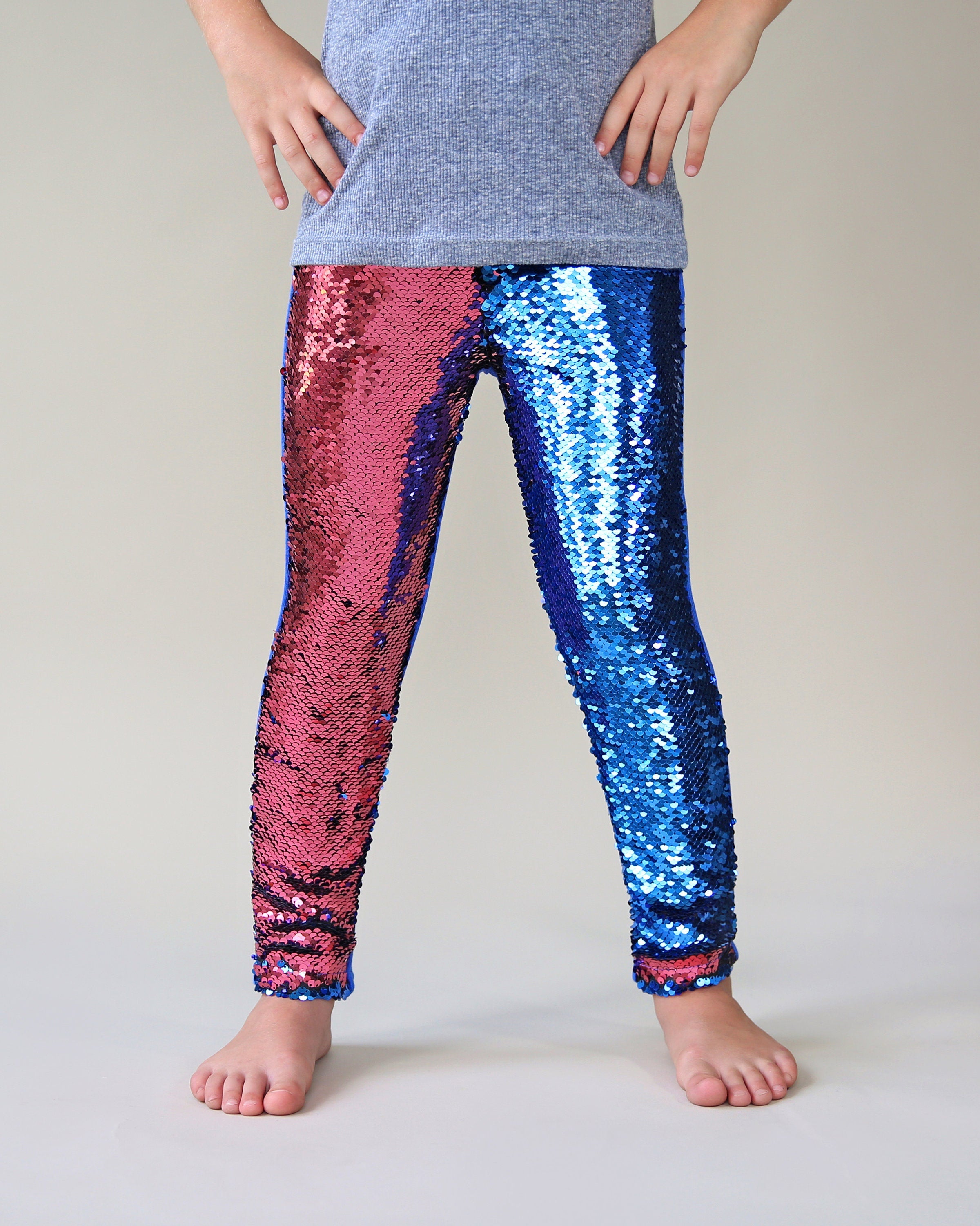 Flip Sequin Leggings in Watermelon and Blue