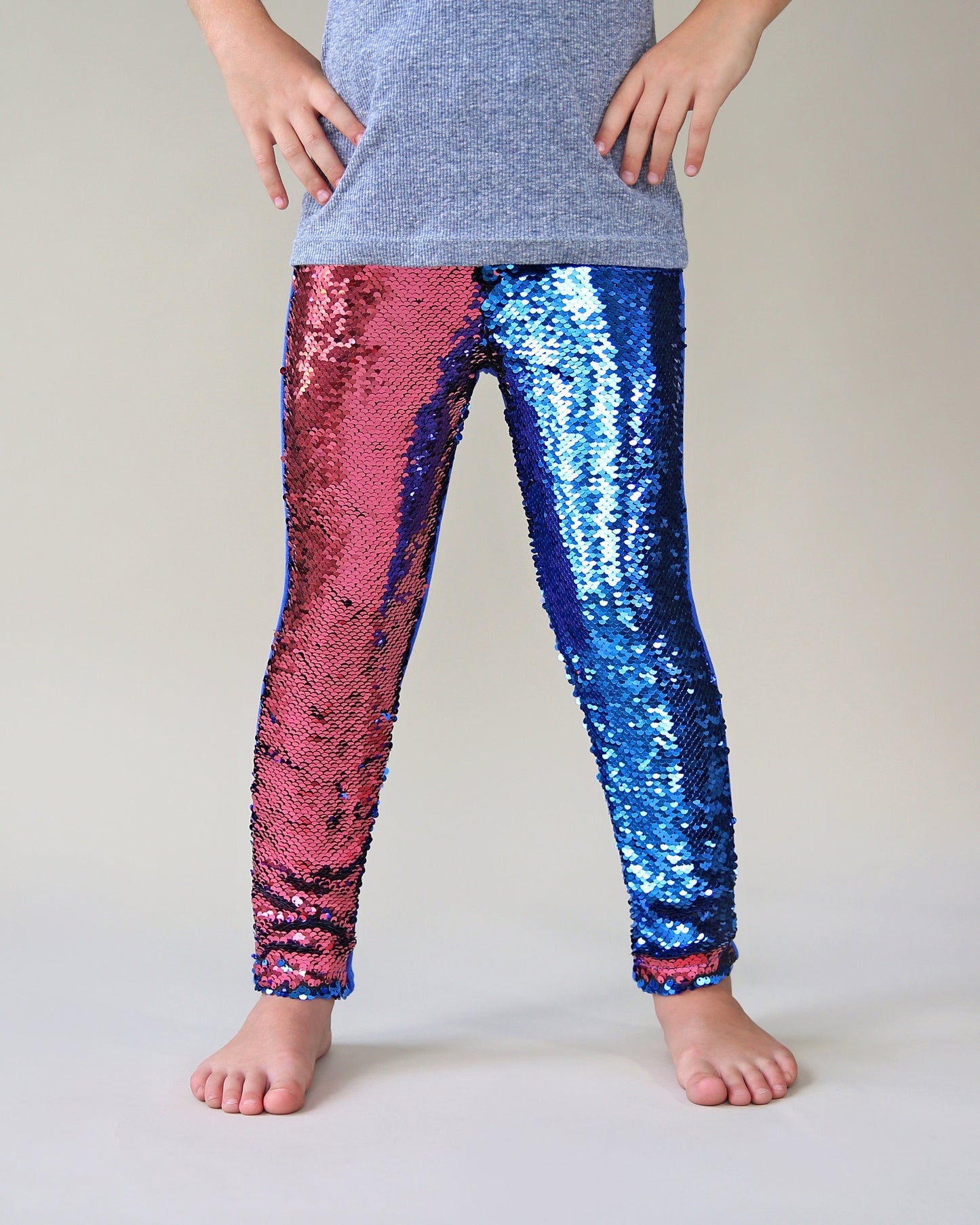 Flip Sequin Leggings in Watermelon and Blue