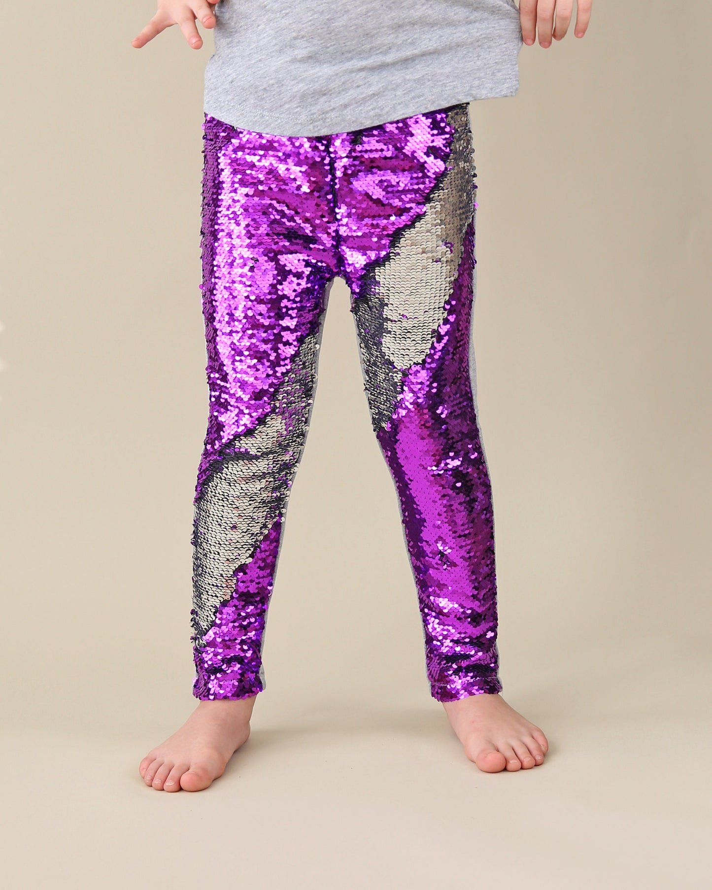 Flip Sequin Leggings in Purple and Silver