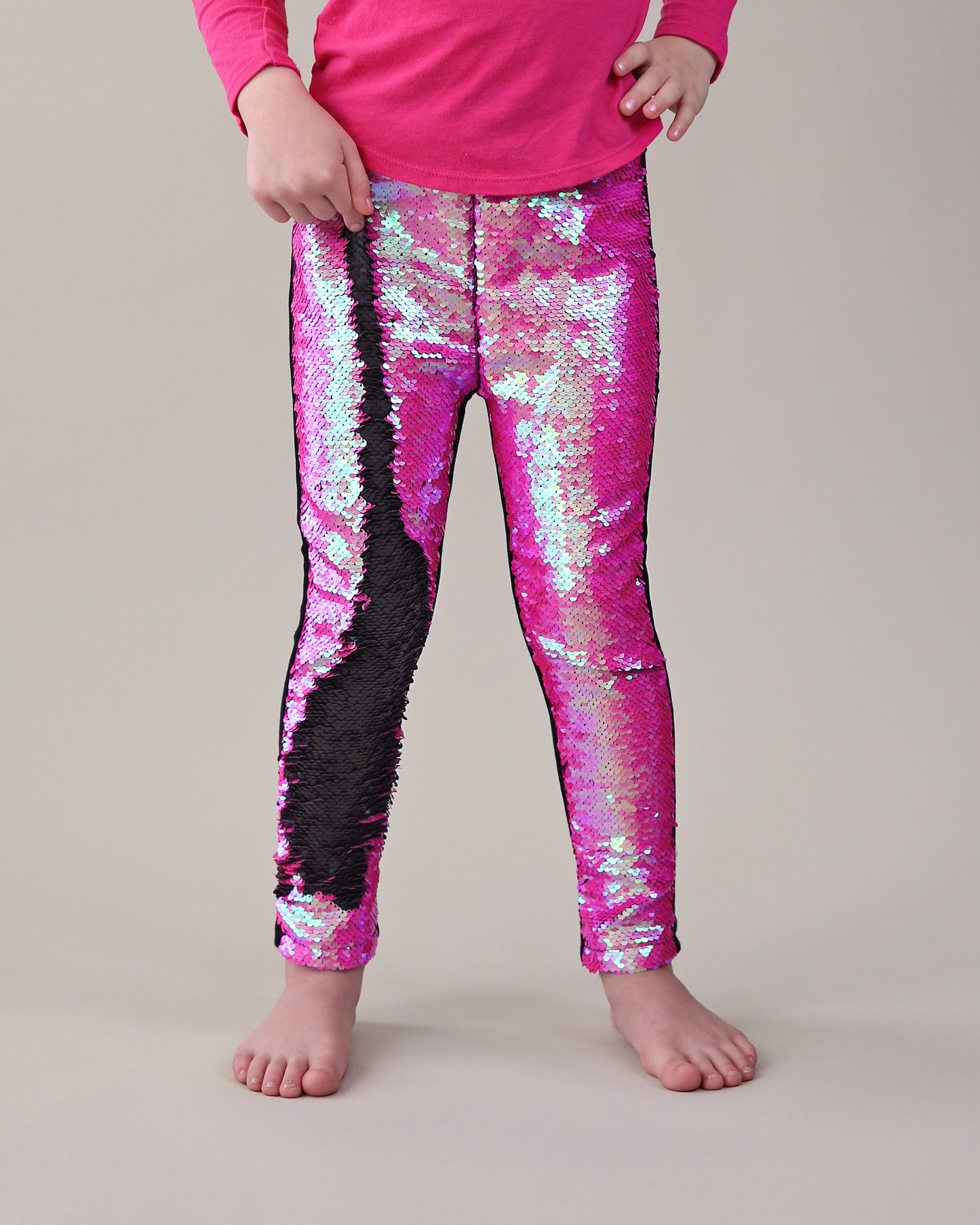 Flip Sequin Leggings in Pink and Black
