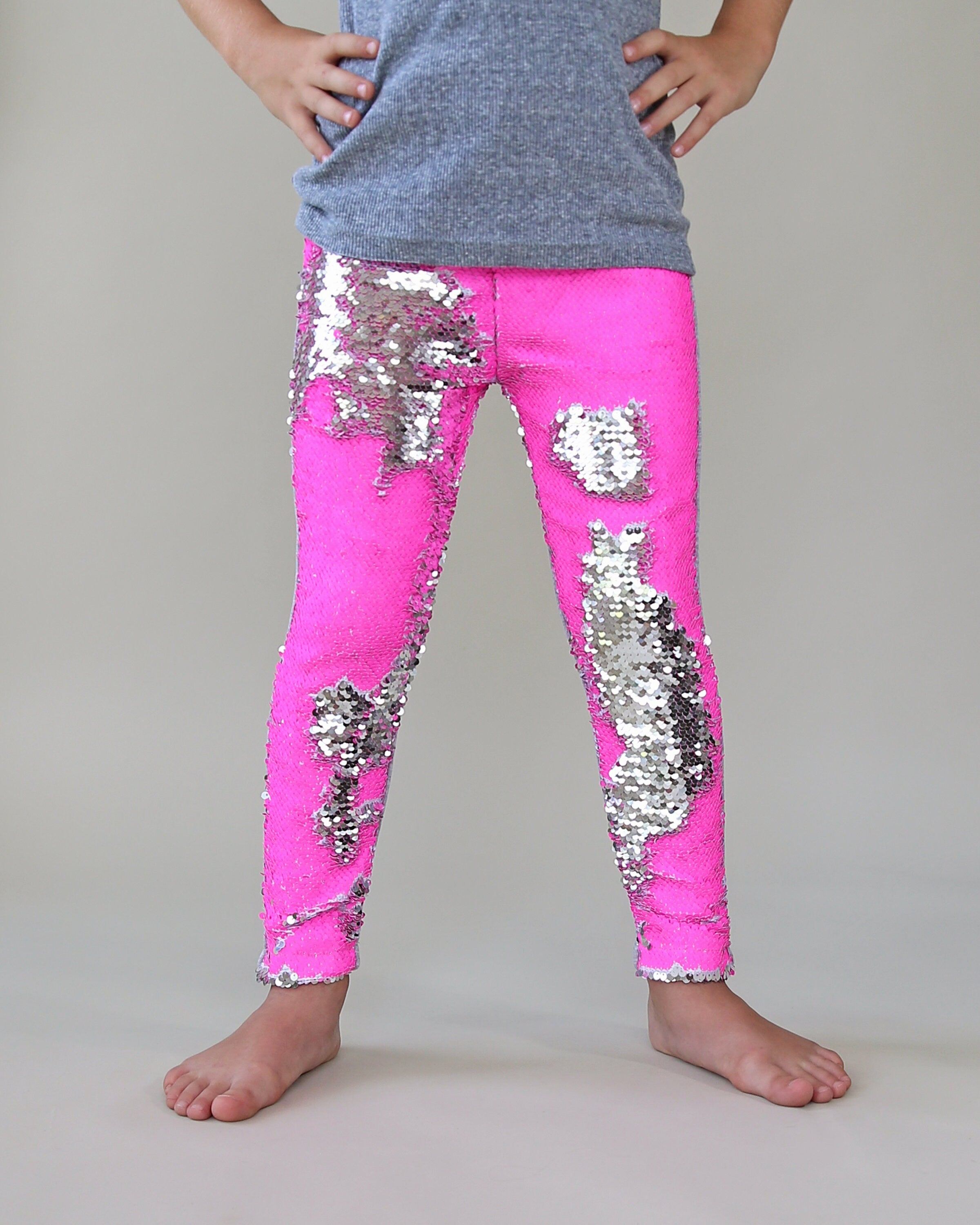 Flip Sequin Leggings in Neon Pink