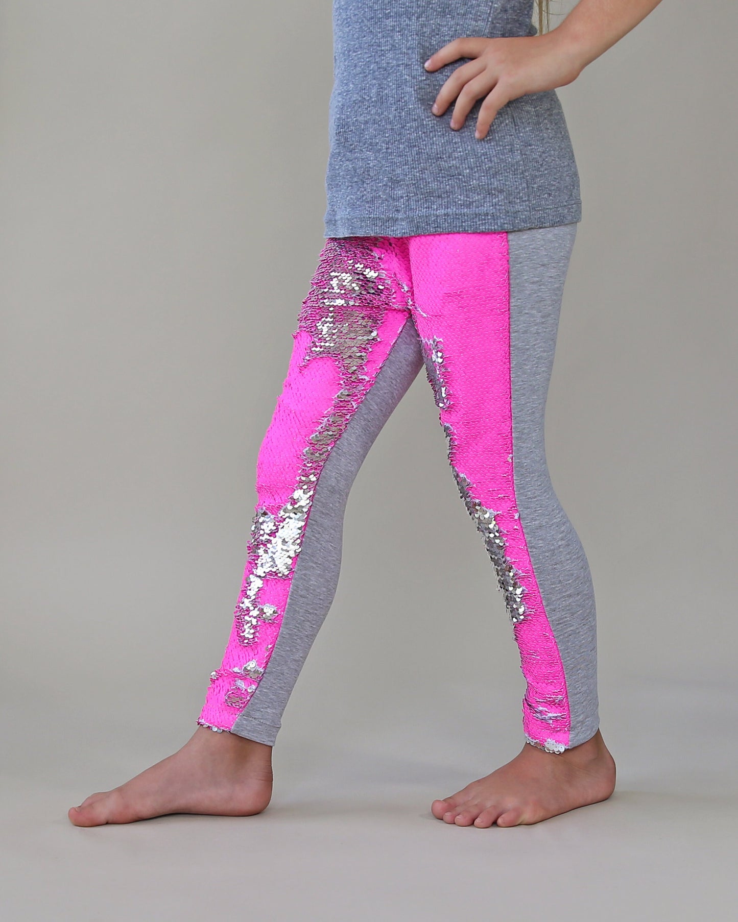 Flip Sequin Leggings in Neon Pink