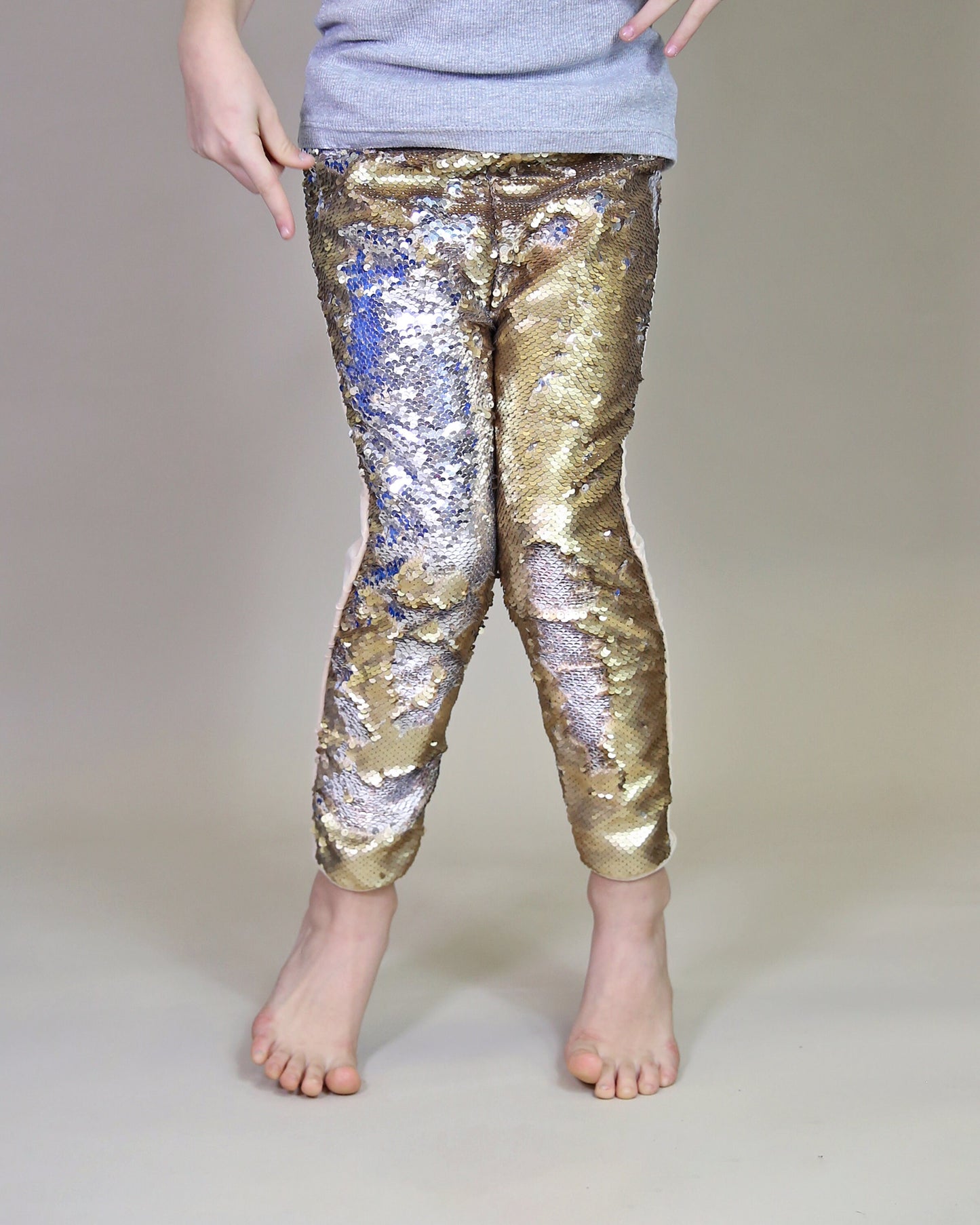 Flip Sequin Leggings in Gold and Silver