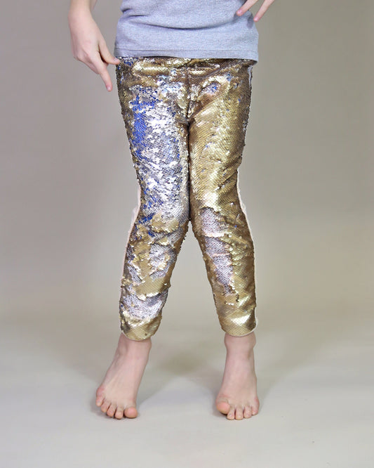 Flip Sequin Leggings in Gold and Silver