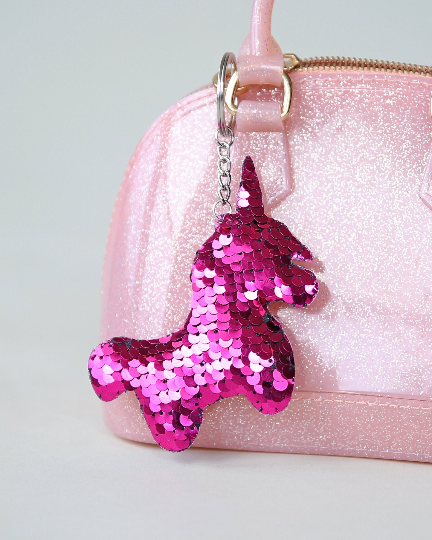 Hot Pink Unicorn Keychain - Sequin Keychain -  Hot Pink Sequin Keychain - Unicorn Keychain