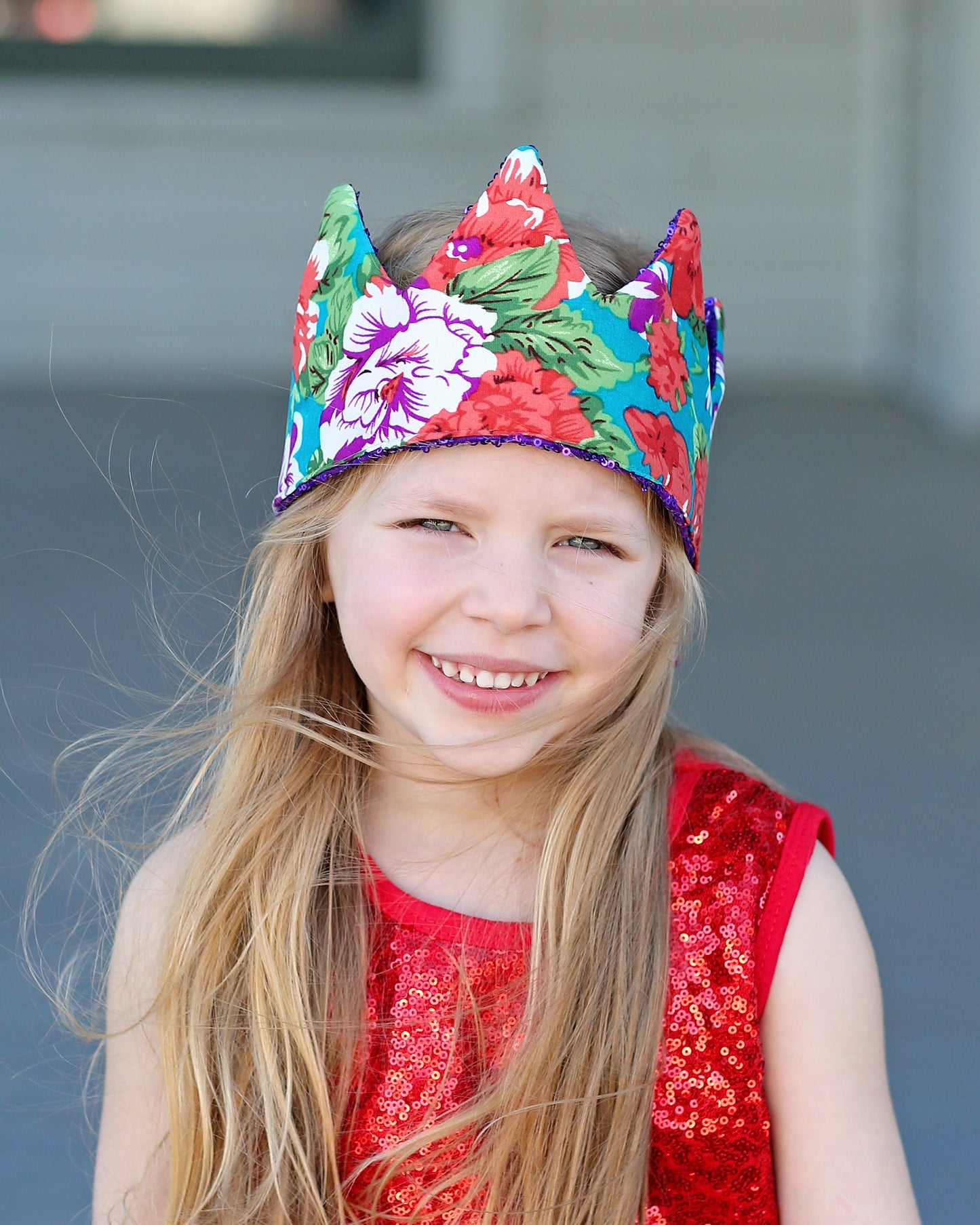 Purple Dress Up Crown - Sequin Crown - Birthday Crown - Purple Floral Crown REVERSE to Purple Sequins - Fits all