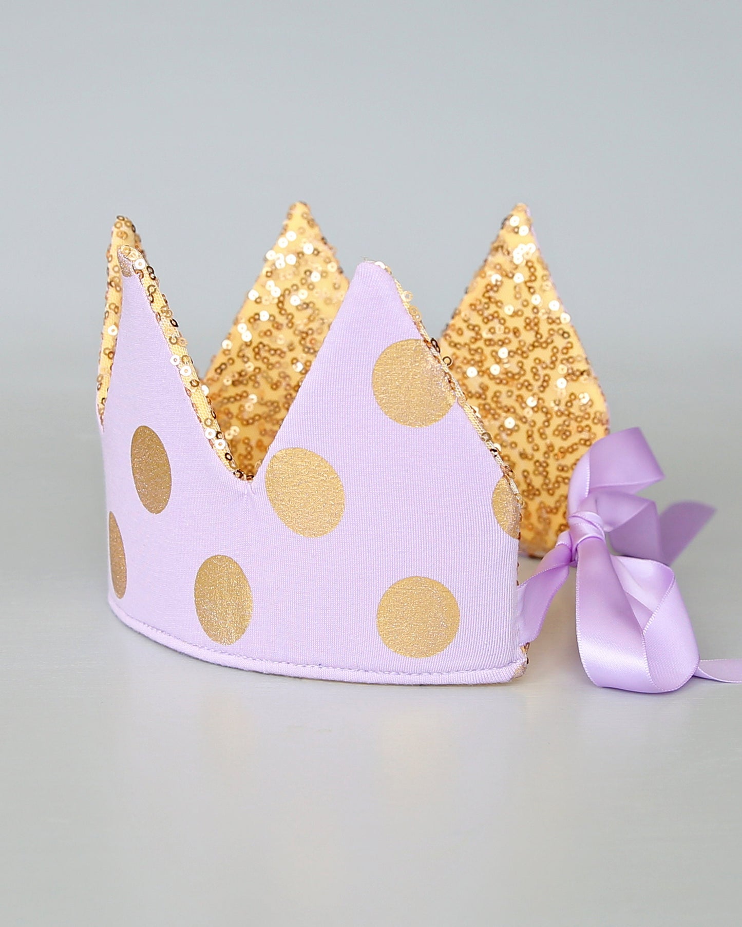 Lavender Dress Up Crown - Sequin Crown - Birthday Crown - Lilac and Gold Dots Sequin Crown - Purple and Gold Crown - Fits all