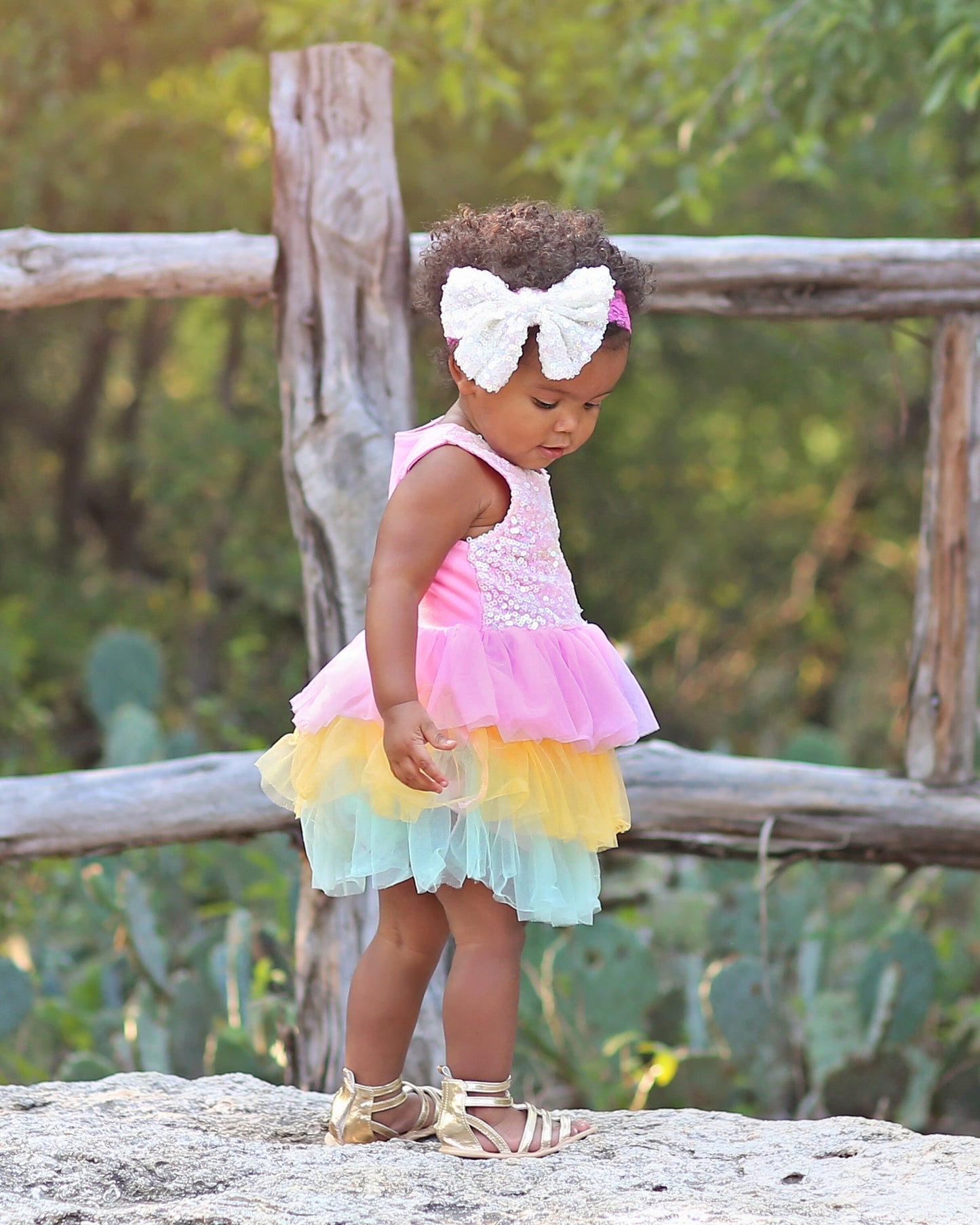 Sequin Tutu Dress in Pink, Yellow and Mint