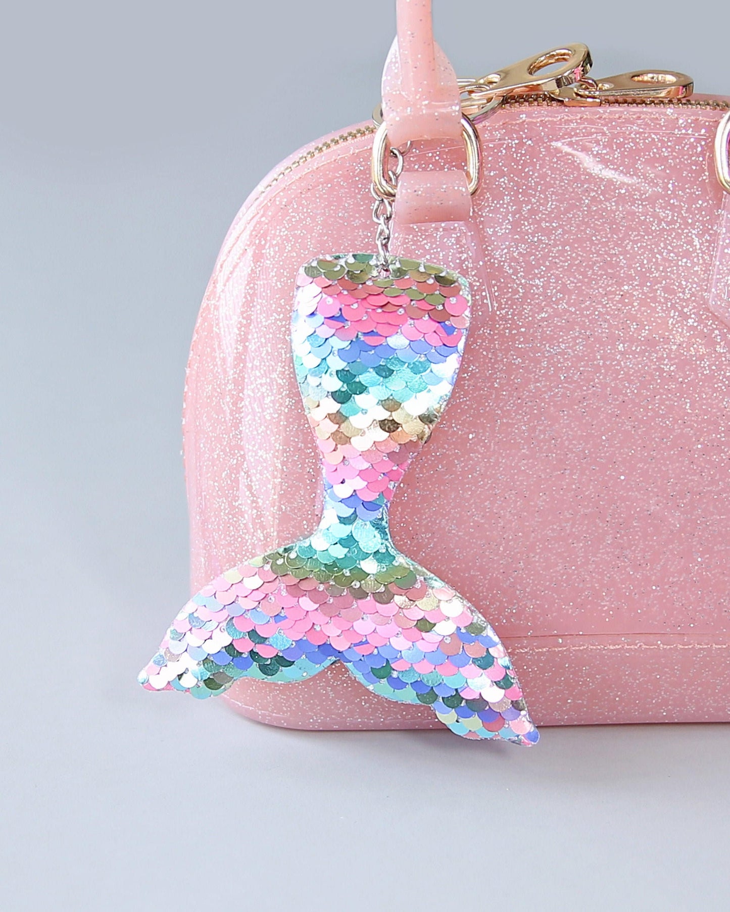 Pastel Rainbow Sequin Mermaid Tail Keychain - Glitter Keychain -  Rainbow Sequin Keychain - Mermaid Keychain