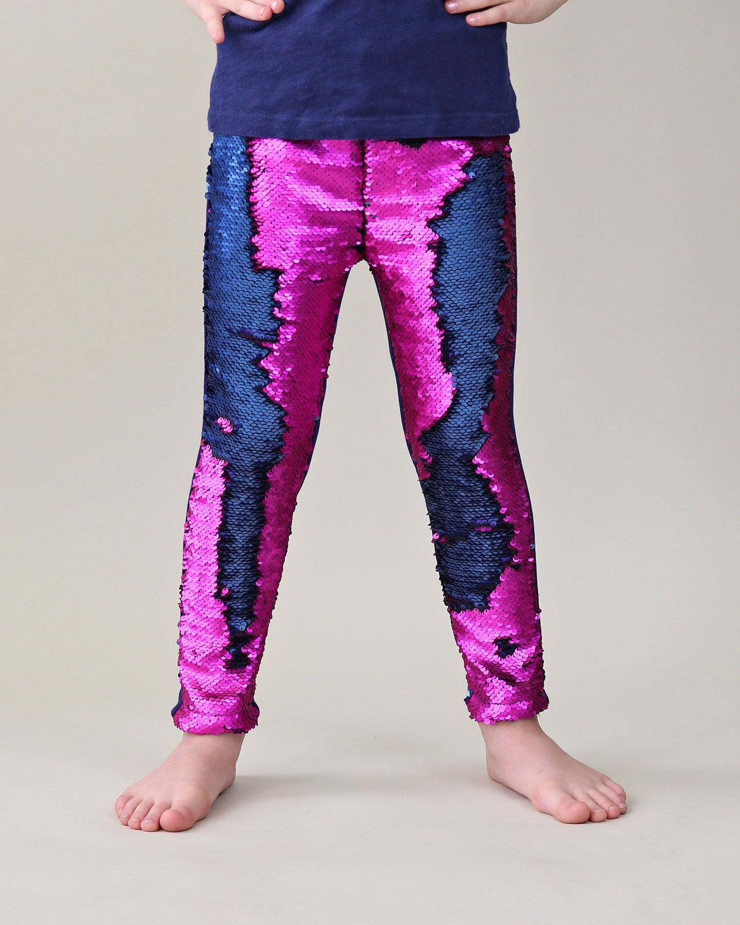 Flip Sequin Leggings in Hot Pink and Navy