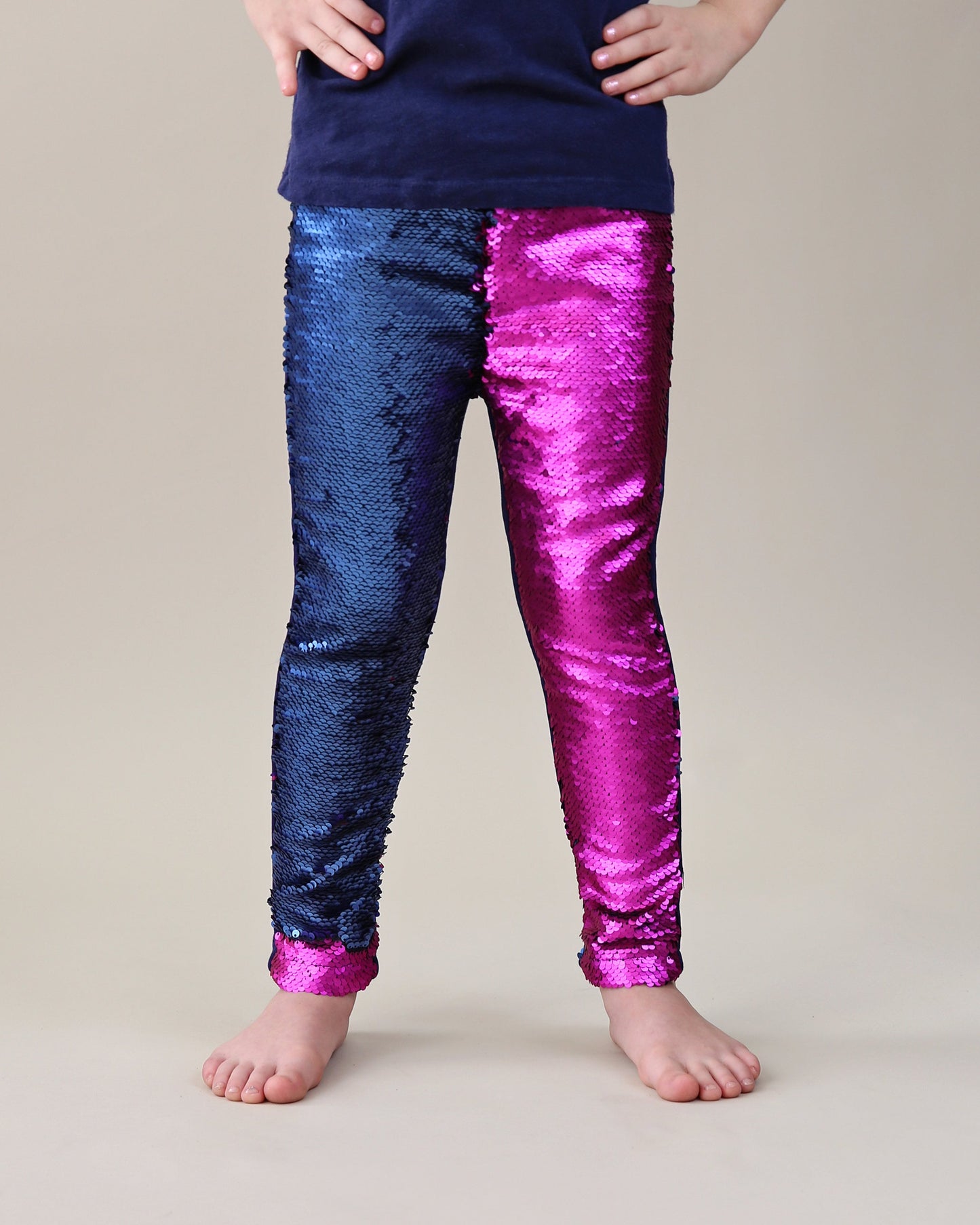 Flip Sequin Leggings in Hot Pink and Navy