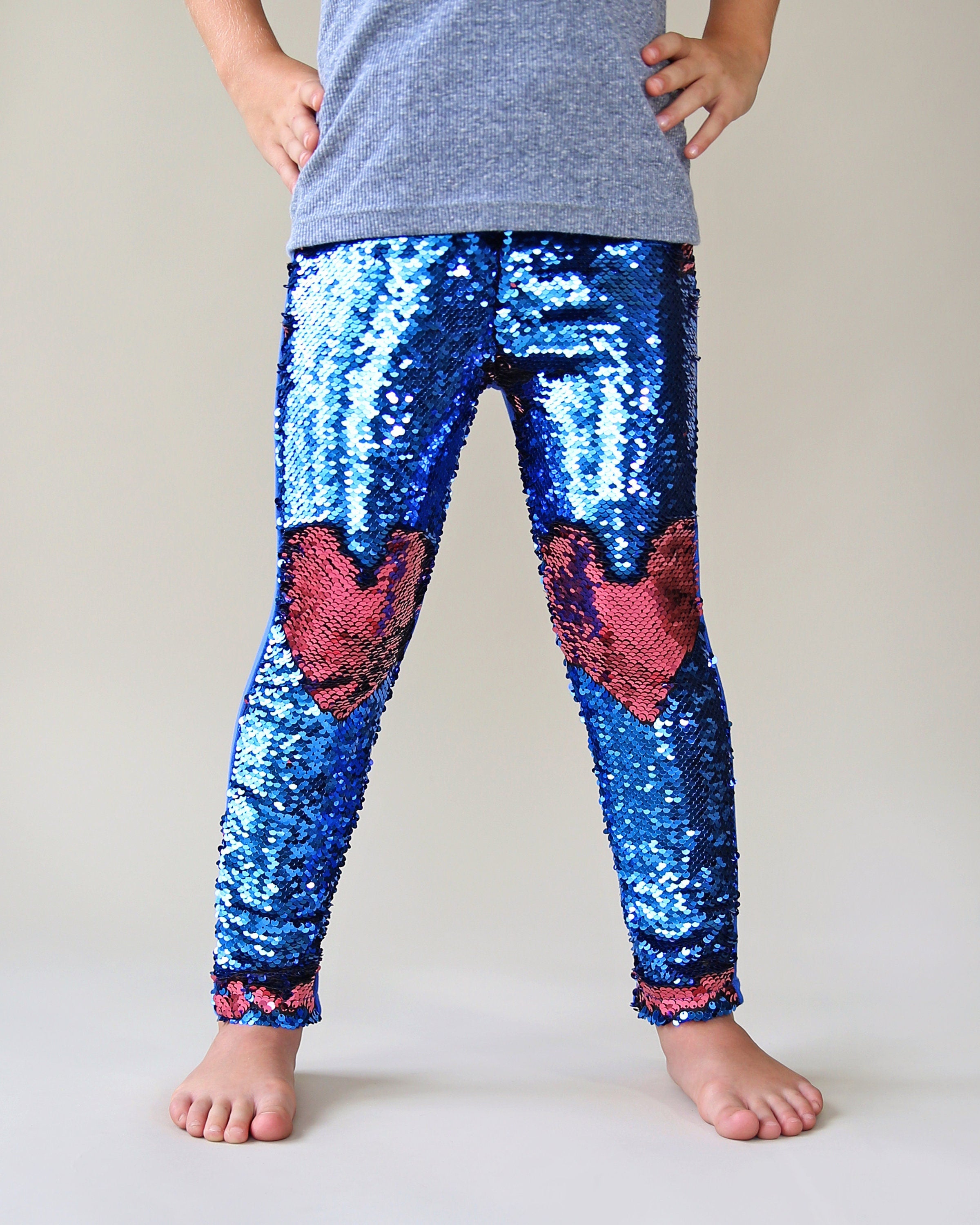 Flip Sequin Leggings in Watermelon and Blue