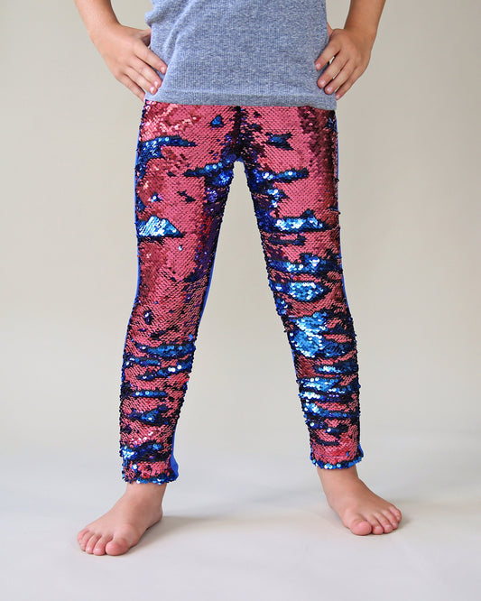 Flip Sequin Leggings in Watermelon and Blue