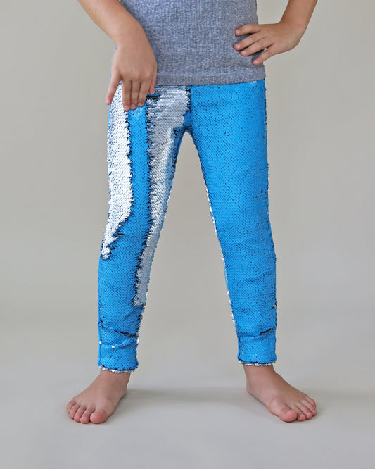 Flip Sequin Leggings in Electric Blue