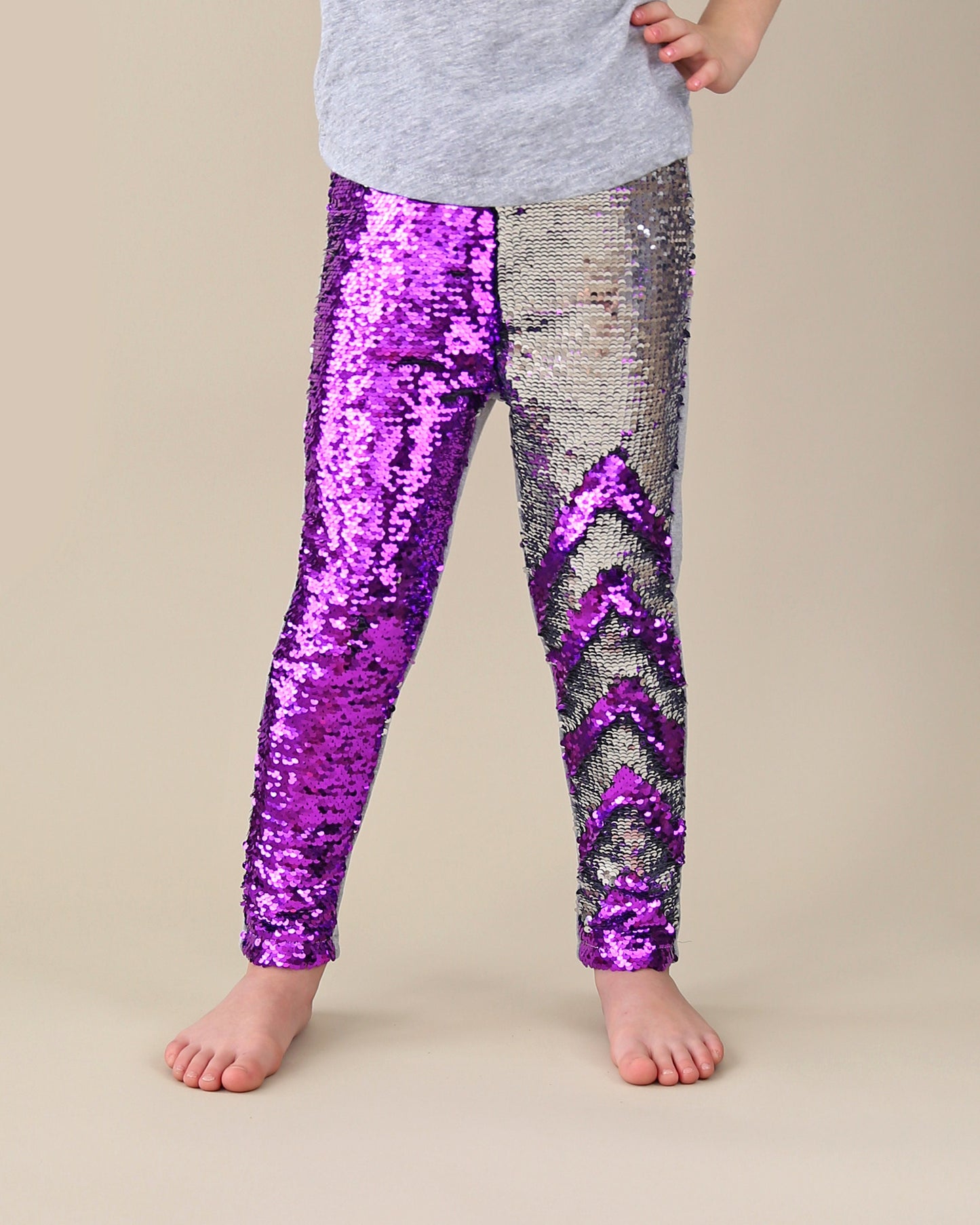 Flip Sequin Leggings in Purple and Silver