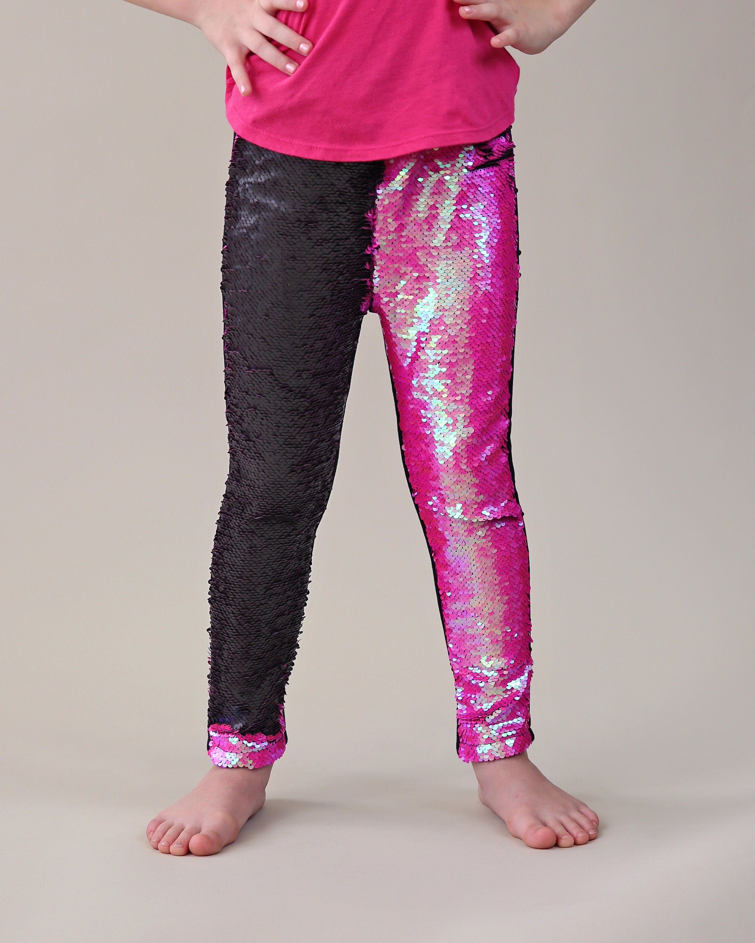 Flip Sequin Leggings in Pink and Black