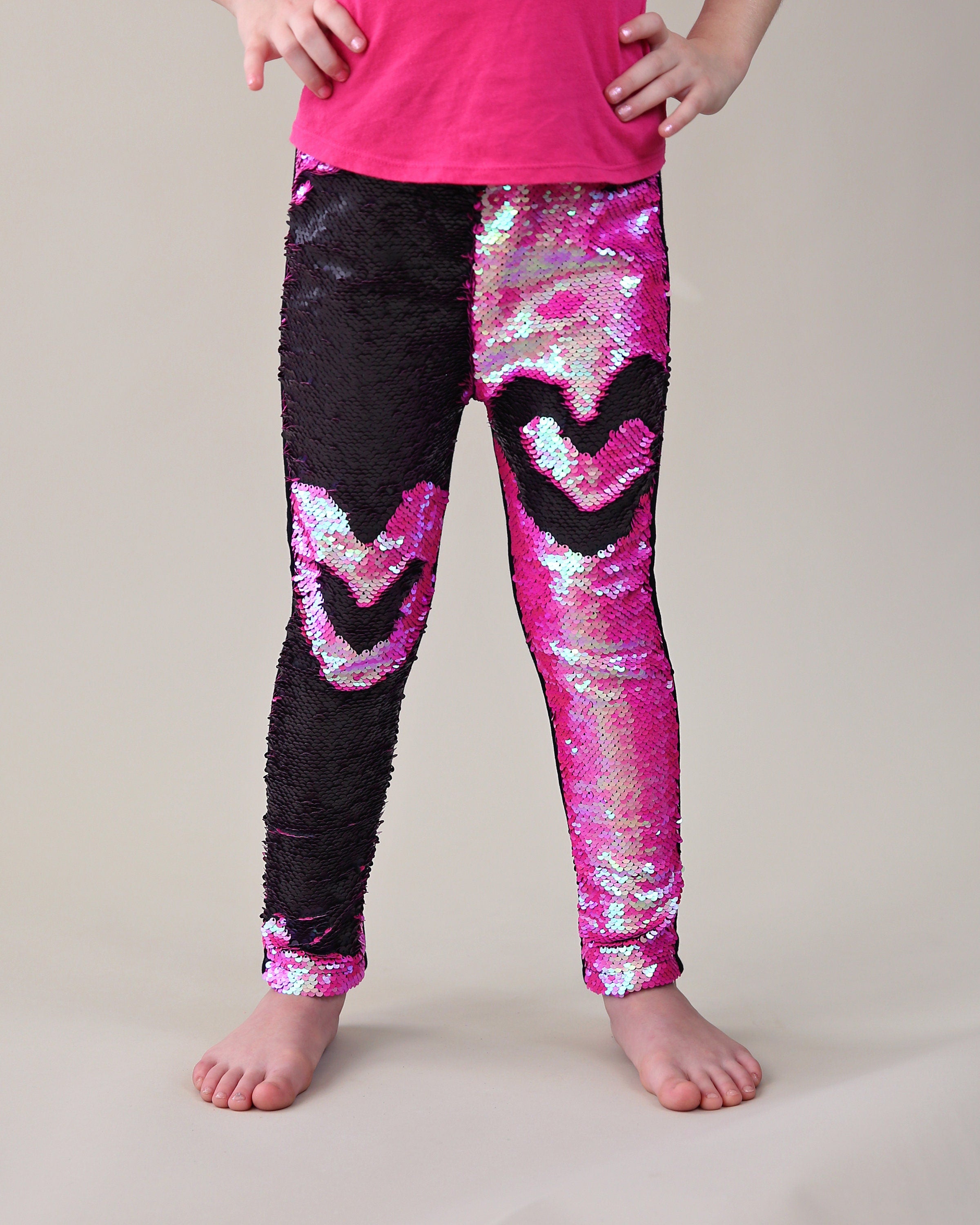 Flip Sequin Leggings in Pink and Black