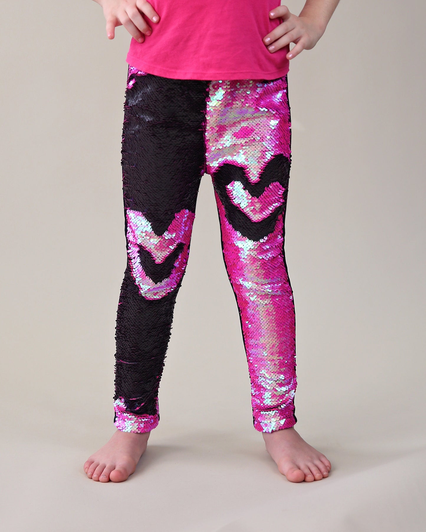 Pink and Silver Reversible Sequined Pants Flip Sequin Pants Pink
