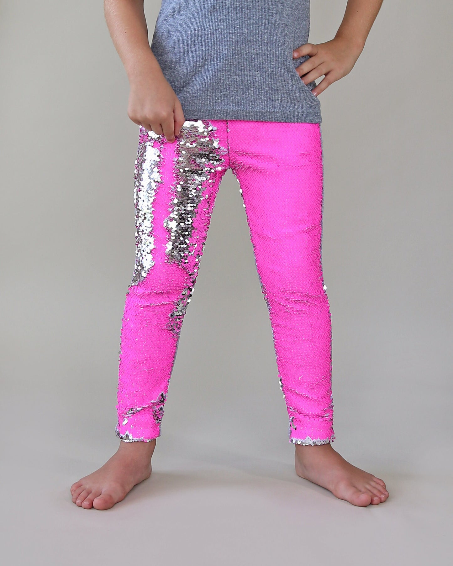 Flip Sequin Leggings in Neon Pink