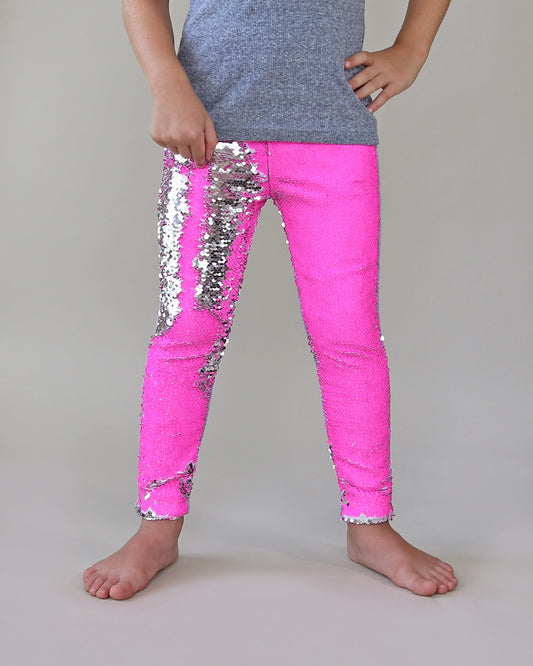 Flip Sequin Leggings in Neon Pink