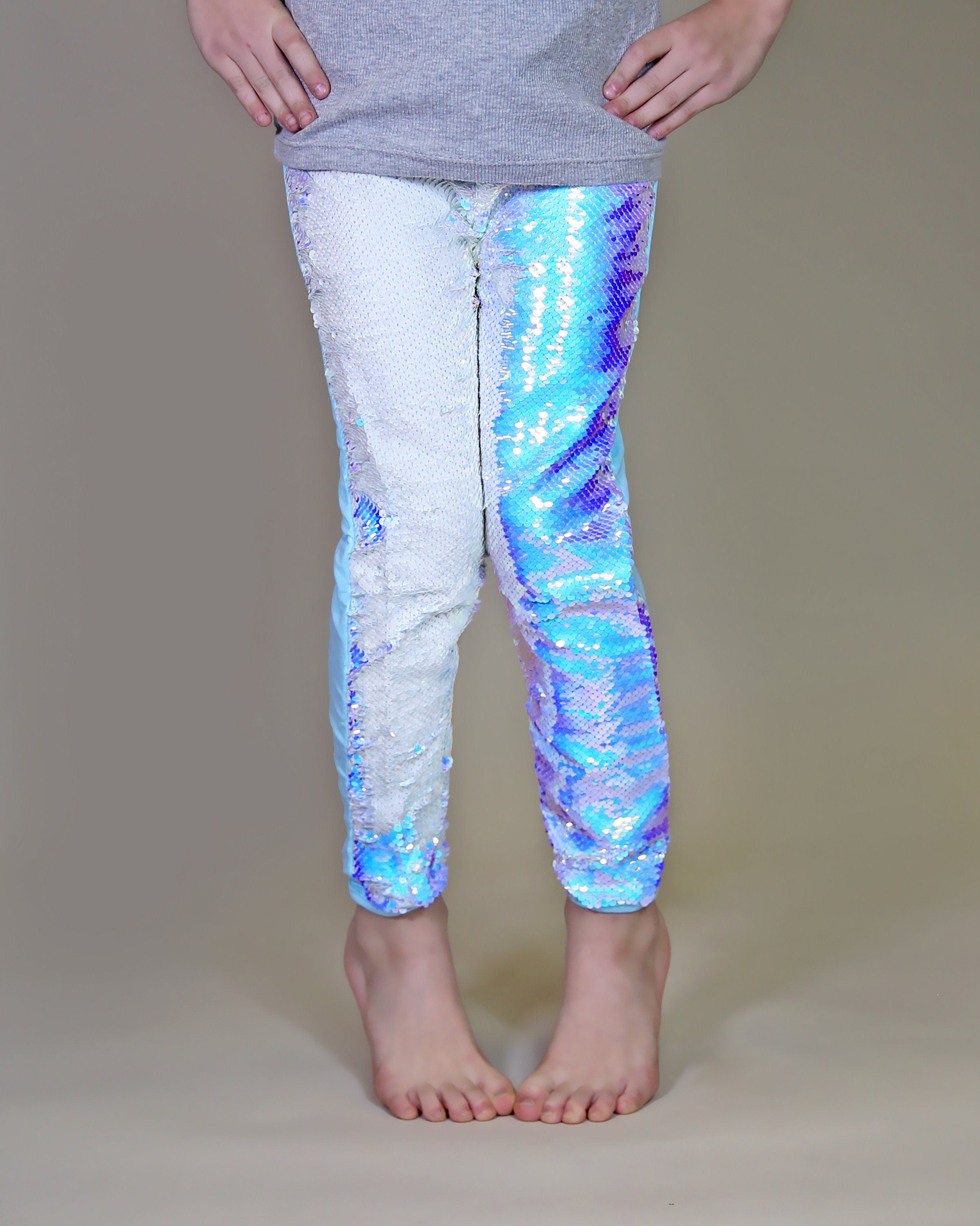 Flip Sequin Leggings in Ice Blue