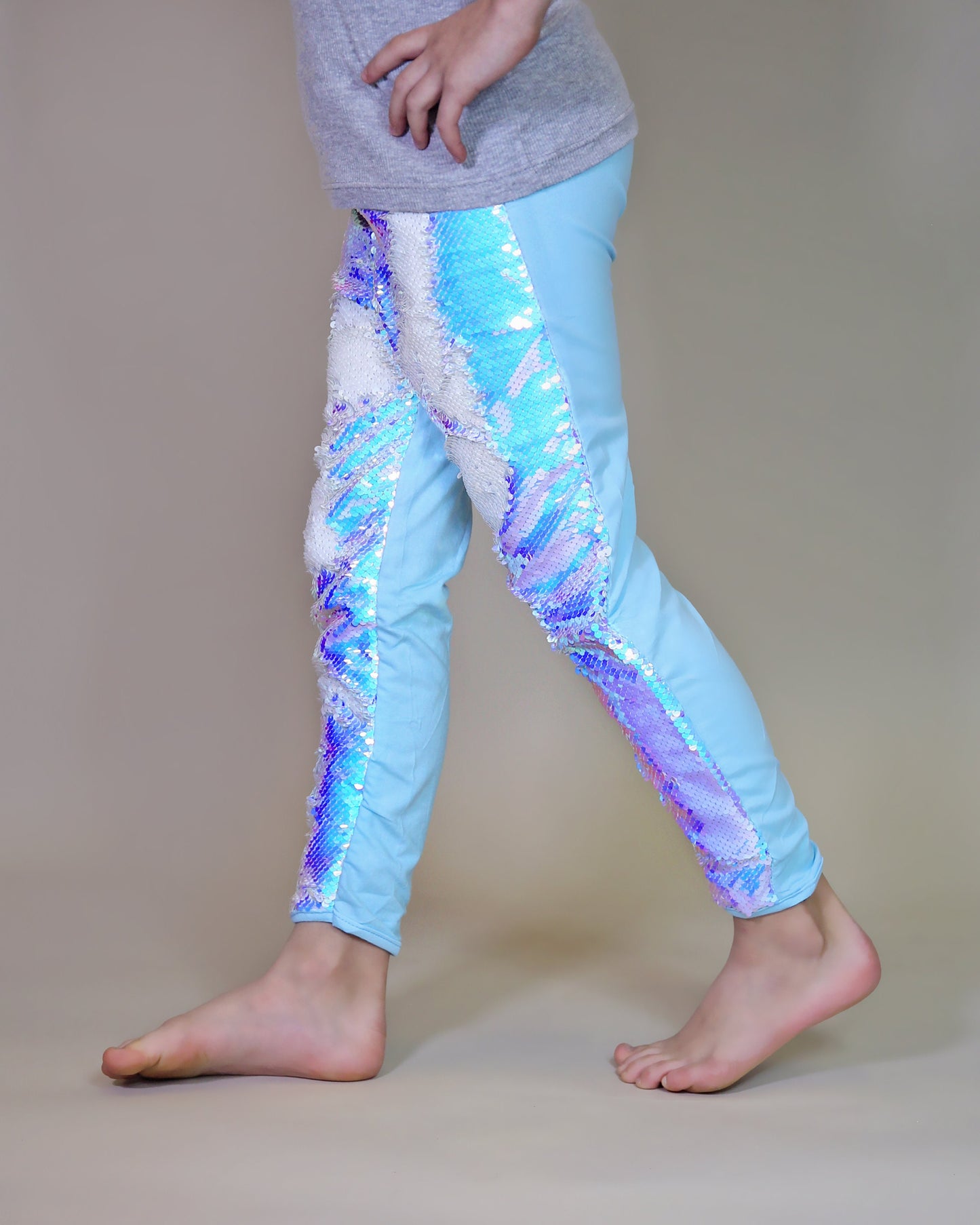 Flip Sequin Leggings in Ice Blue