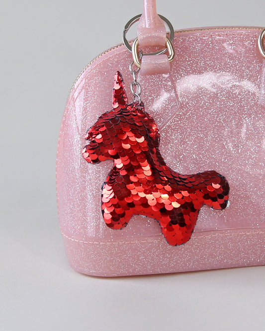 Red Unicorn Keychain - Sequin Keychain -  Red Sequin Keychain - Unicorn Keychain