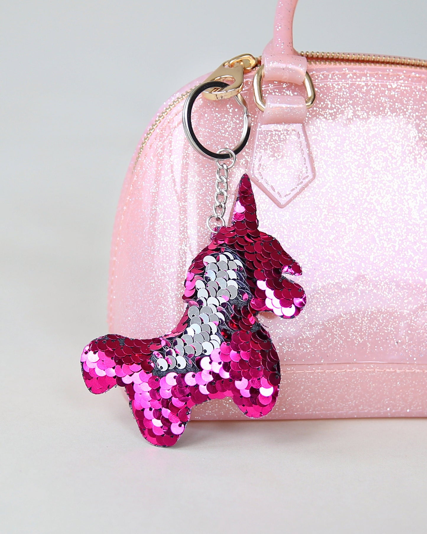Hot Pink Unicorn Keychain - Sequin Keychain -  Hot Pink Sequin Keychain - Unicorn Keychain