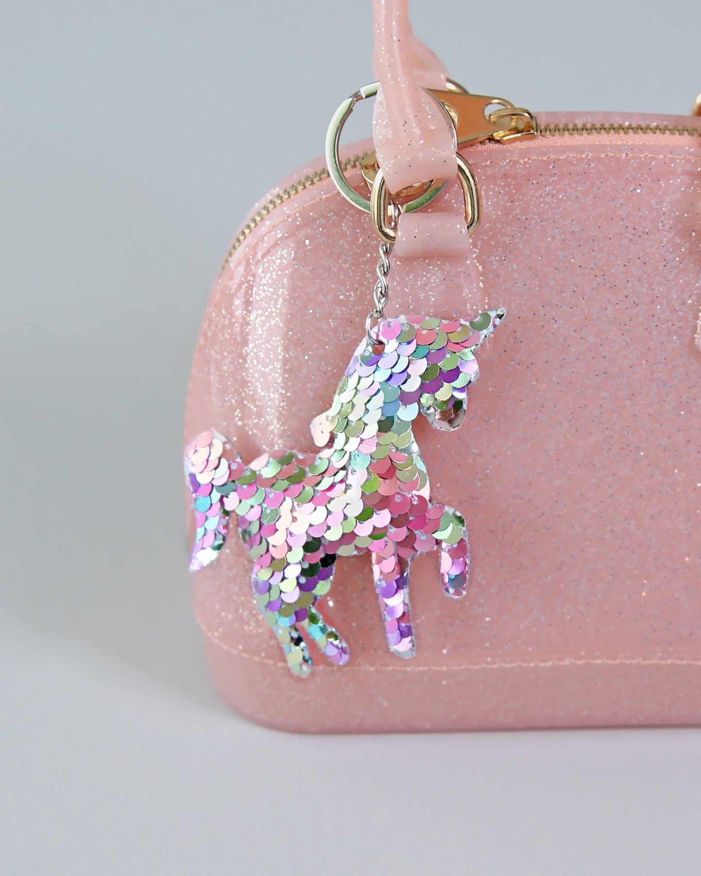 Pastel Rainbow Unicorn Keychain - Sequin Keychain -  Rainbow Sequin Keychain - Unicorn Keychain