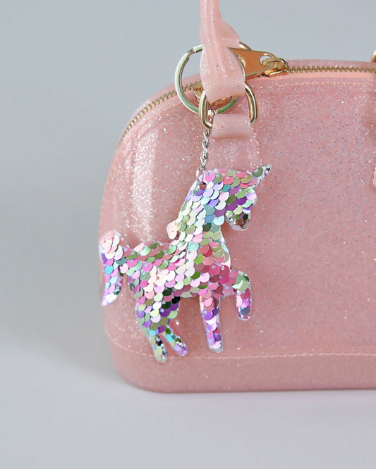 Pastel Rainbow Unicorn Keychain - Sequin Keychain - Rainbow Sequin Keychain - Unicorn Keychain