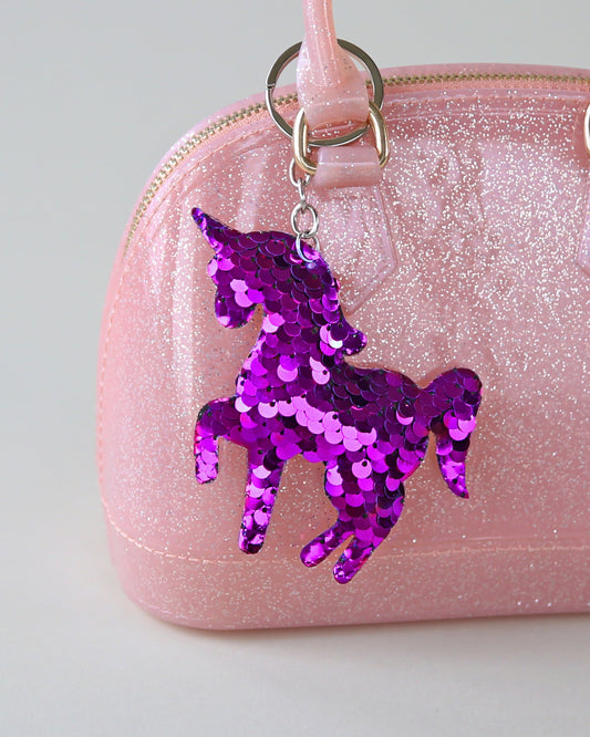 Purple Unicorn Keychain - Sequin Keychain - Purple Sequin Keychain - Unicorn Keychain
