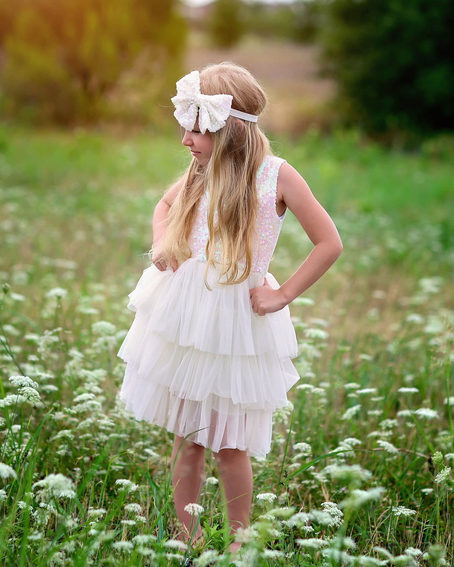 Sequin Tutu Dress in White