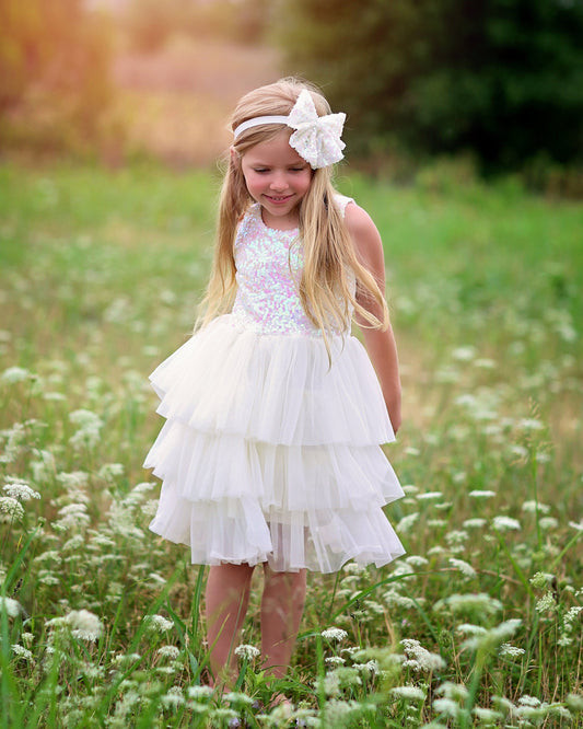 Sequin Tutu Dress in White