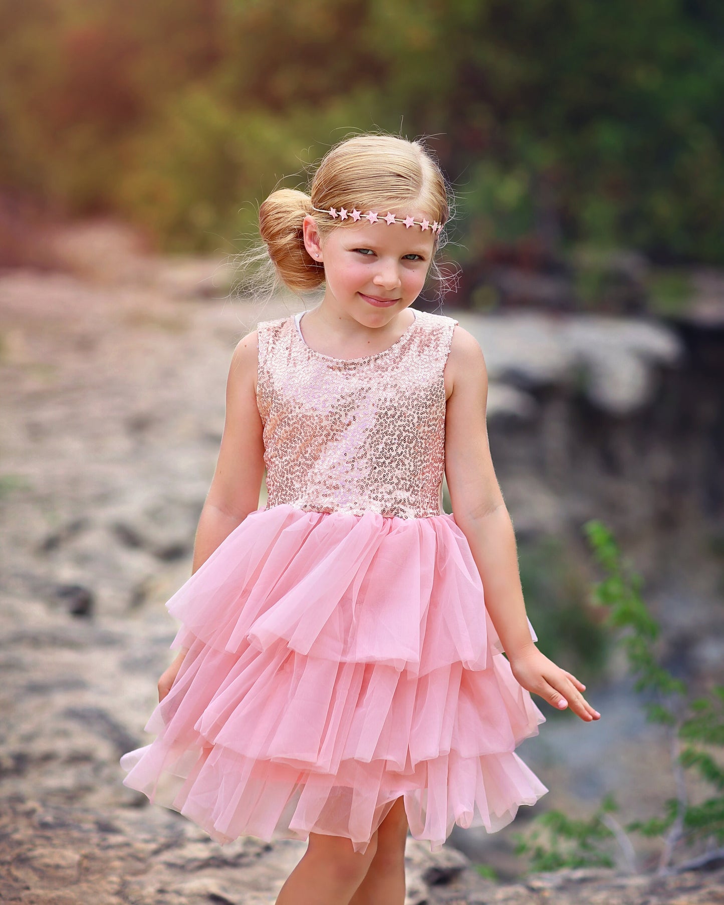 Sequin Tutu Dress in Blush and Rose