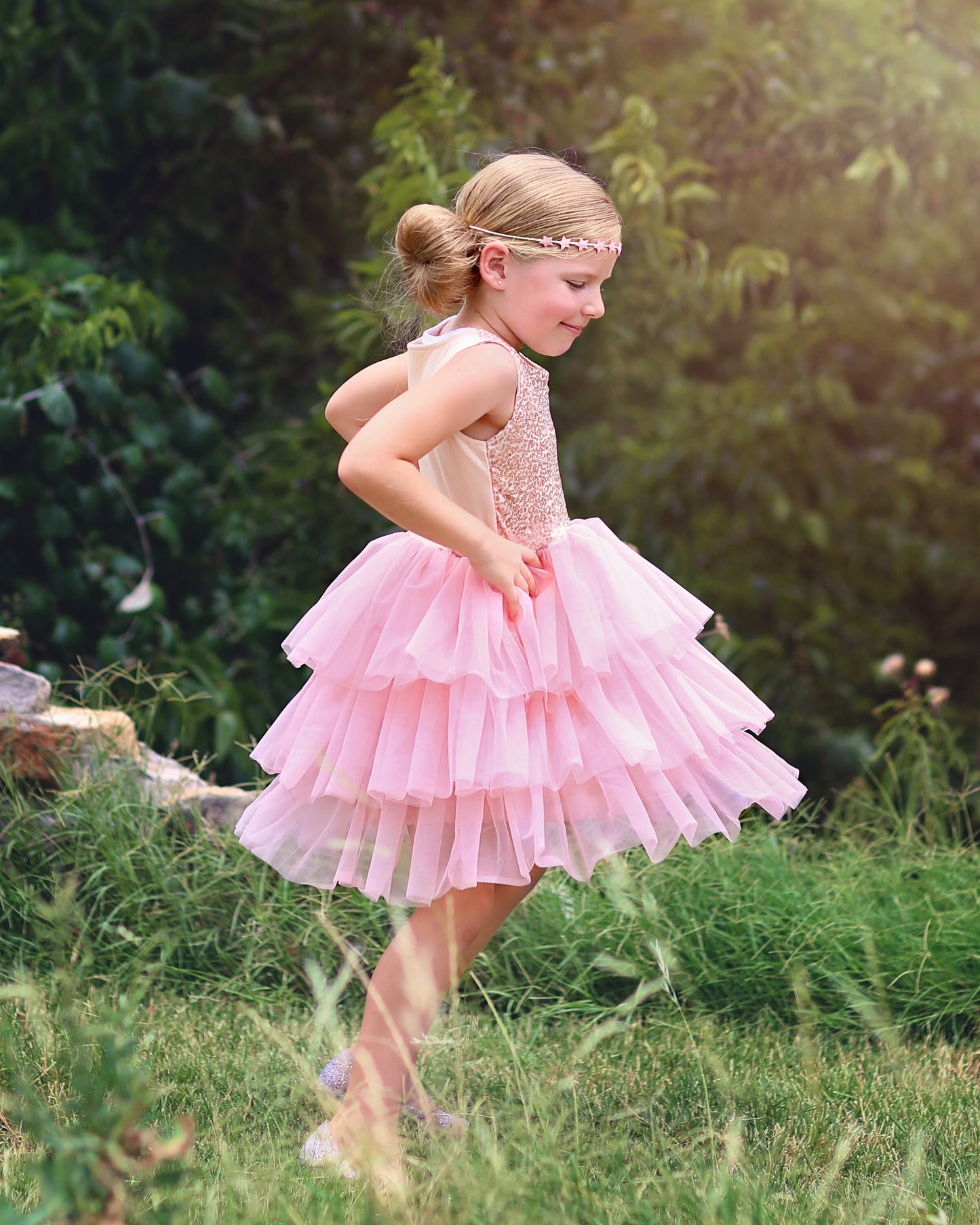 Sequin Tutu Dress in Blush and Rose