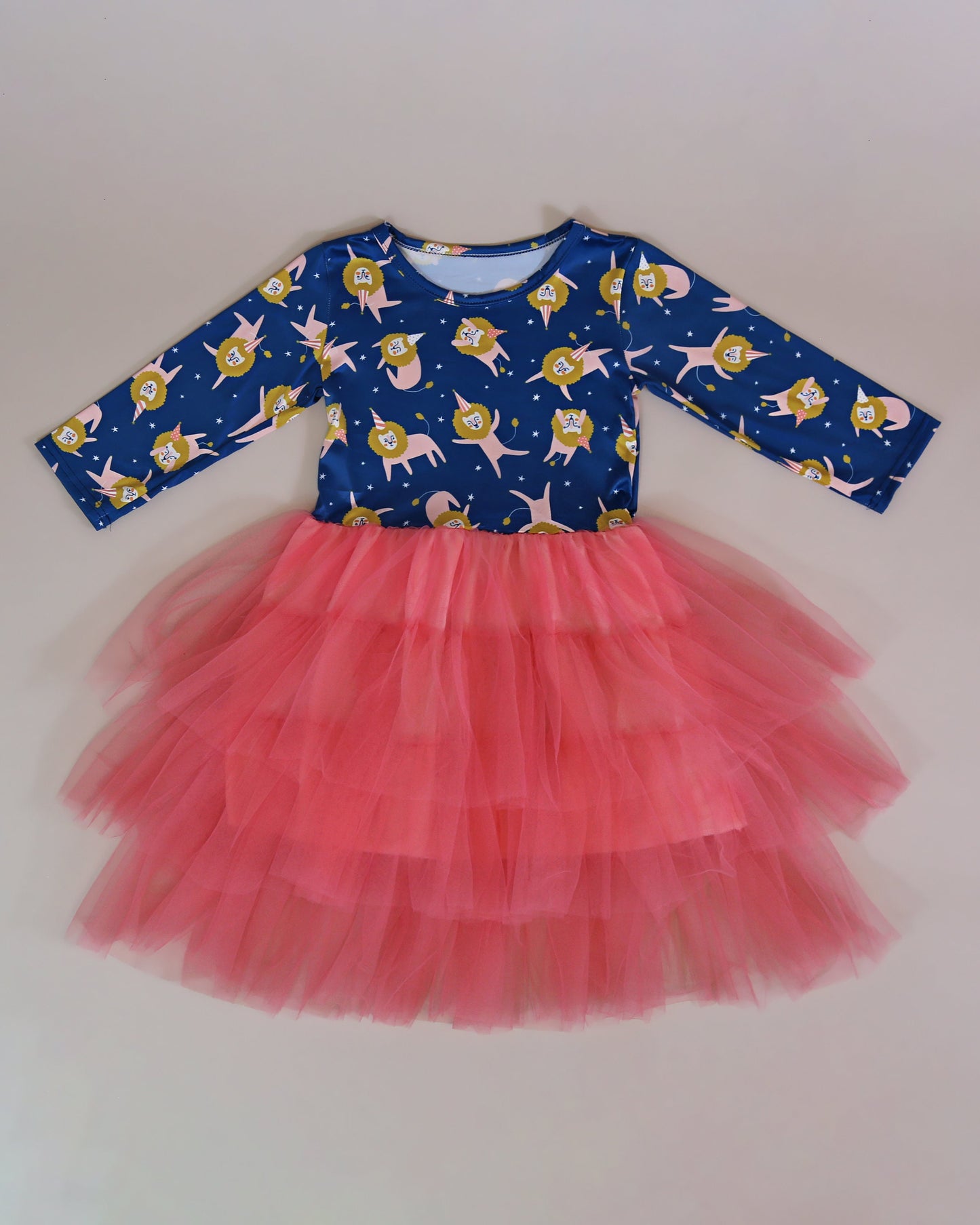 3/4 Sleeve Tutu Dress in Party Lions